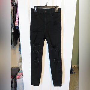 American Eagle Black Distressed Skinny Jeans